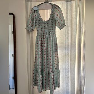 Hill House Louisa Nap Dress - Trailing Vine Multi Crepe - Size Small